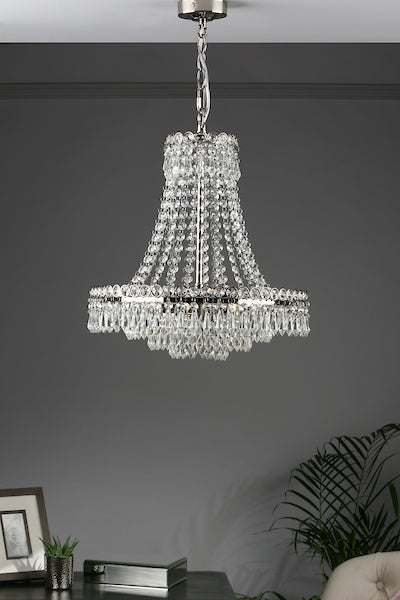 Laura Ashley Enid 5 Light Chandelier Polished Nickel & Cut Glass –  from Amos Lighting + Home