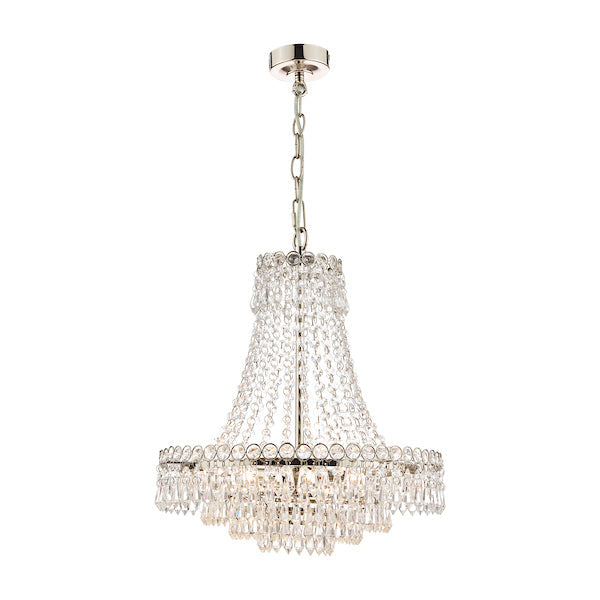 Laura Ashley Enid 5lt Chandelier Polished Nickel Cut Crystal