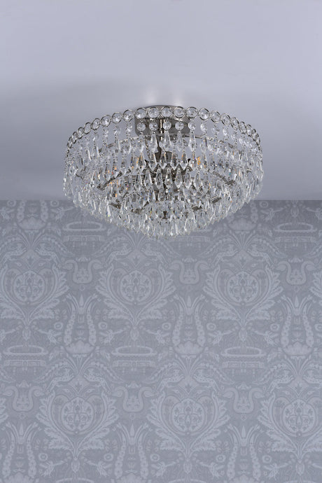 Laura Ashley Enid Semi Flush Ceiling Light Polished Nickel Crystal –  from Amos Lighting + Home