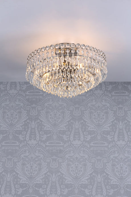 Laura Ashley Enid Semi Flush Ceiling Light Polished Nickel Crystal –  from Amos Lighting + Home