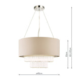 Laura Ashley Genevieve 5lt Pendant Chandelier Grey Shade –  from Amos Lighting + Home