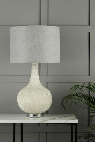 Laura Ashley Grace Table Lamp Patterned Glass with Shade –  from Amos Lighting + Home