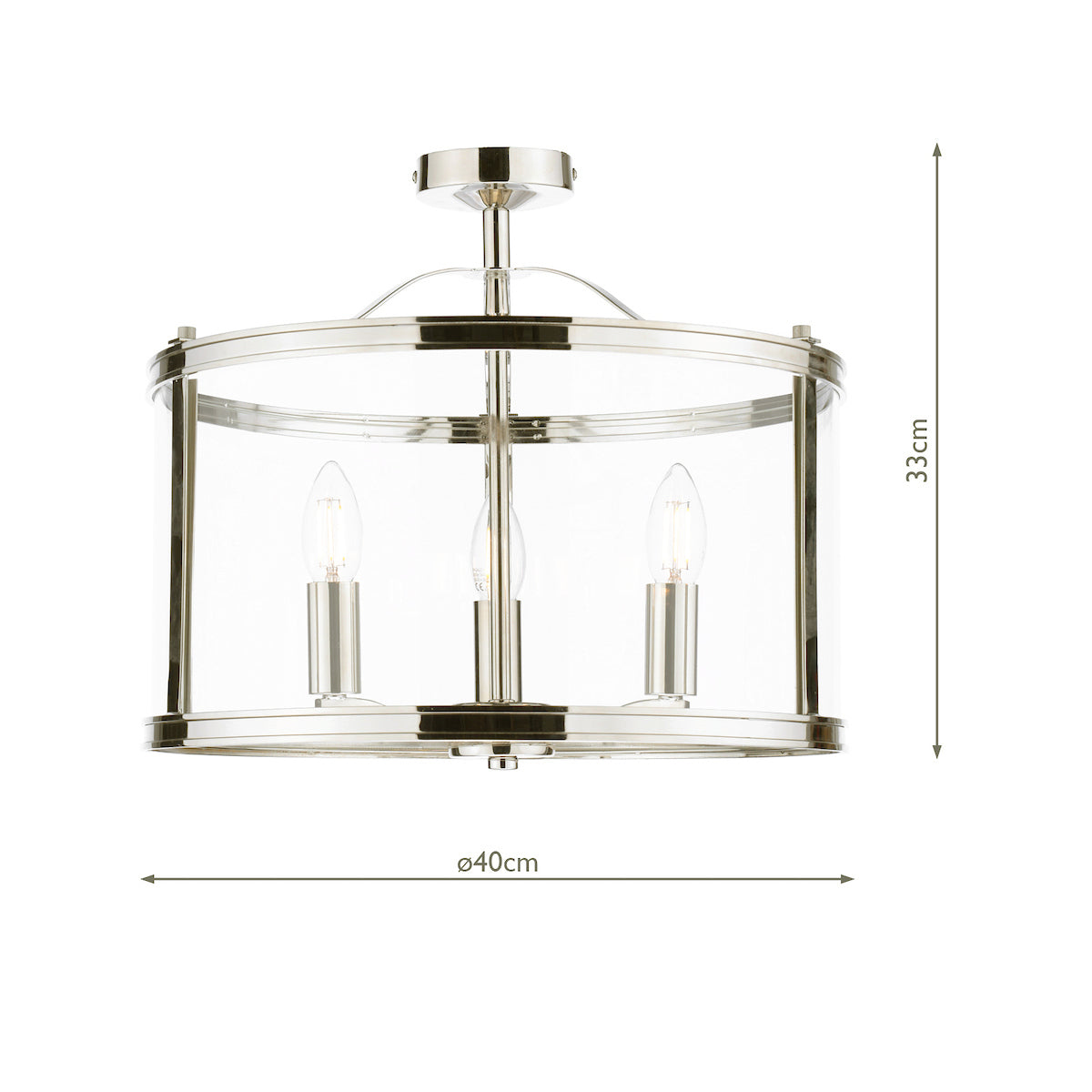 Laura Ashley Harrington 3 Light Semi-Flush Polished Nickel –  from Amos Lighting + Home