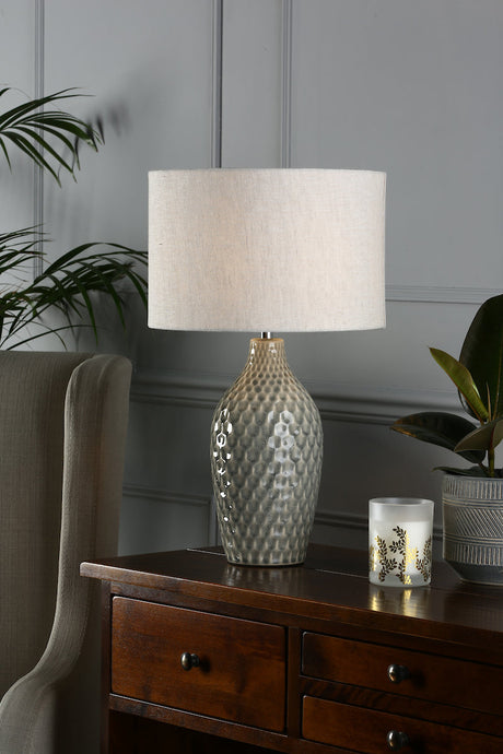 Laura Ashley Heathfield Ceramic Table Lamp Grey With Shade –  from Amos Lighting + Home