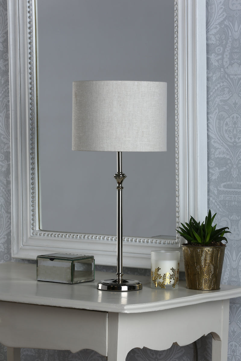 Laura Ashley Highgrove Table Lamp Polished Nickel With Shade –  from Amos Lighting + Home