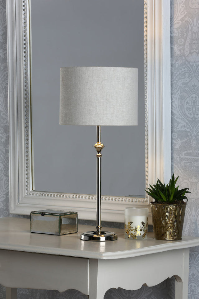 Laura Ashley Highgrove Table Lamp Polished Nickel With Shade –  from Amos Lighting + Home