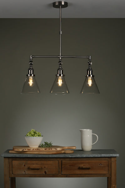 Laura Ashley Isaac 3 Light Bar Pendant Industrial Nickel –  from Amos Lighting + Home