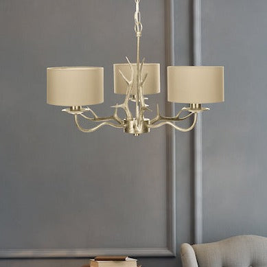 Laura Ashley Mulroy Antler 3 Light Chandelier with Shades –  from Amos Lighting + Home