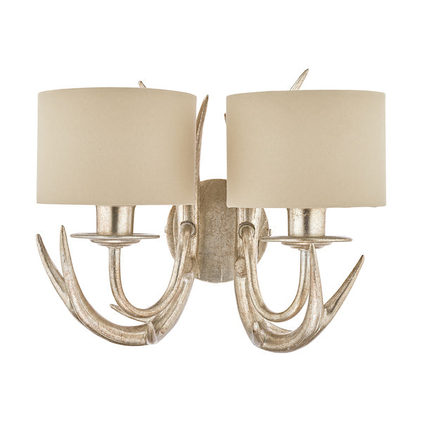 Laura Ashley Mulroy Antler Double Wall Light with Shades –  from Amos Lighting + Home