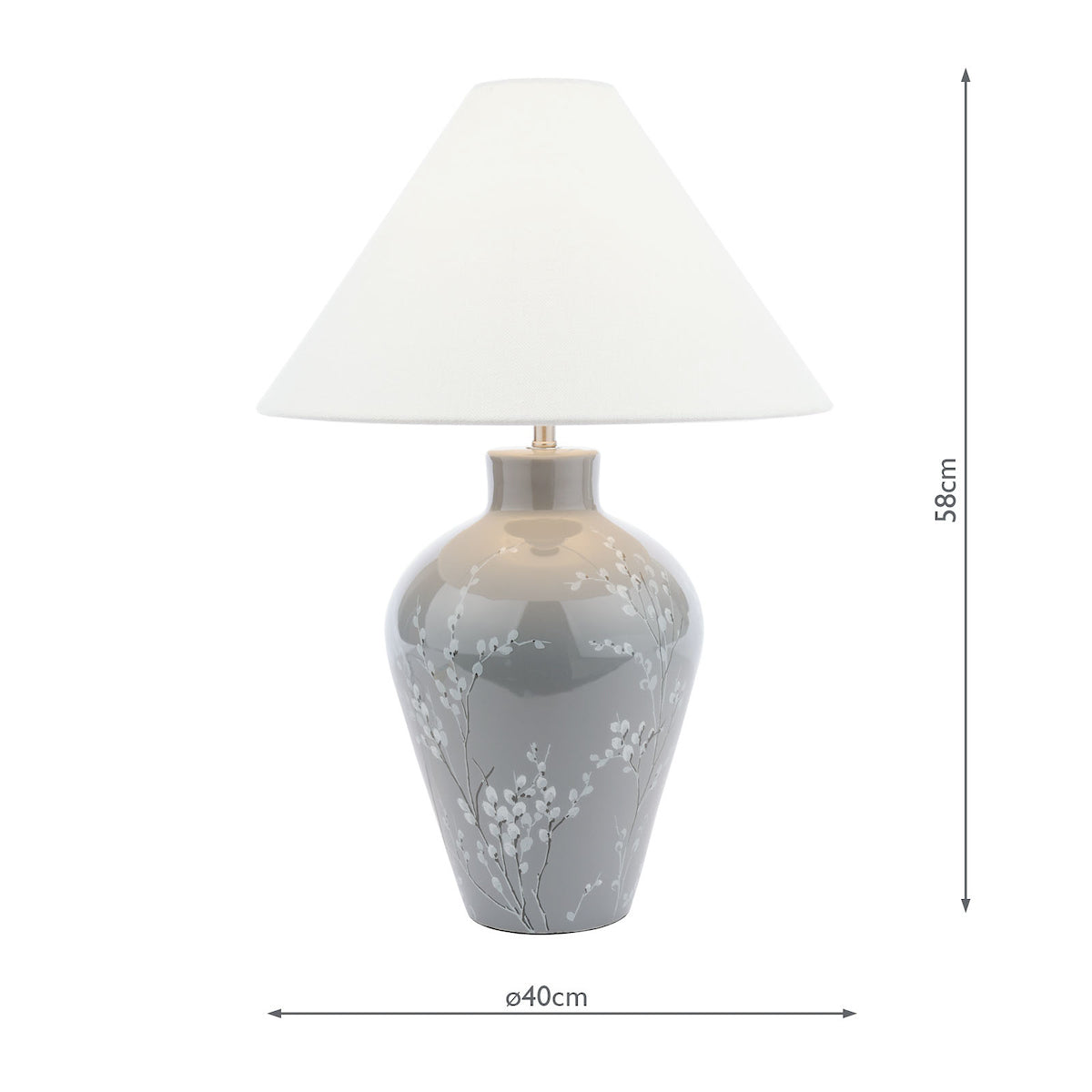 Laura Ashley Pussywillow Table Lamp Grey Ceramic –  from Amos Lighting + Home