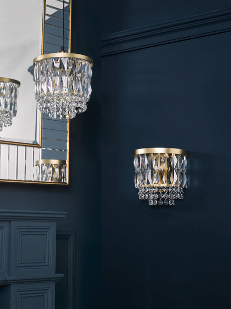 Laura Ashley Rhosill Wall Light Crystal and Matt Antique Brass –  from Amos Lighting + Home