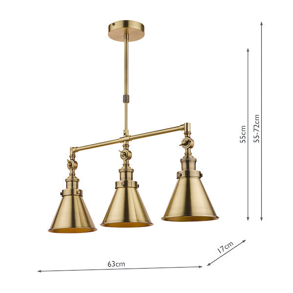 Laura Ashley Rufus 3lt Bar Pendant Antique Brass –  from Amos Lighting + Home