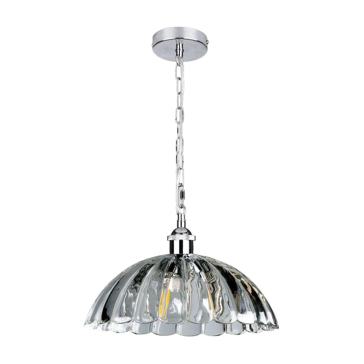 Laura Ashley Salisbury Ribbed Glass Pendant Polished Chrome –  from Amos Lighting + Home