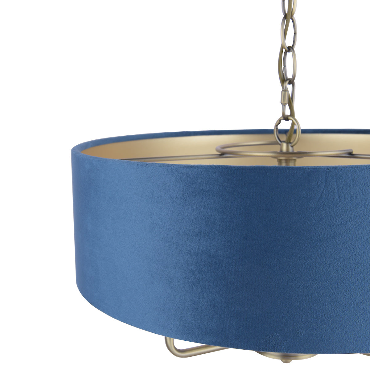 Laura Ashley Sorrento 3lt Pendant Antique Brass Blue Velvet
