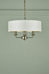 Laura Ashley Sorrento 3lt Pendant Antique Brass With Ivory Shade –  from Amos Lighting + Home