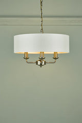 Laura Ashley Sorrento 3lt Pendant Antique Brass With Ivory Shade –  from Amos Lighting + Home