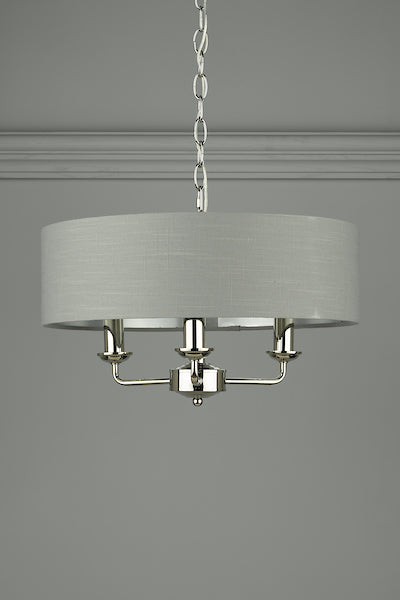 Laura Ashley Sorrento 3lt Pendant Polished Nickel with Charcoal Shade –  from Amos Lighting + Home