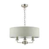 Laura Ashley Sorrento 3lt Pendant Satin Nickel with Natural Shade –  from Amos Lighting + Home