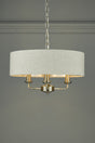 Laura Ashley Sorrento 3lt Pendant Satin Nickel with Natural Shade –  from Amos Lighting + Home