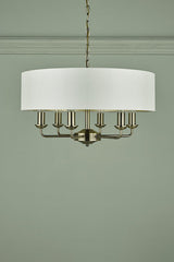 Laura Ashley Sorrento 6lt Pendant Antique Brass with Ivory Shade –  from Amos Lighting + Home