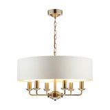 Laura Ashley Sorrento 6lt Pendant Antique Brass with Ivory Shade –  from Amos Lighting + Home