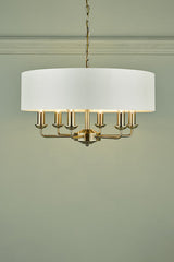 Laura Ashley Sorrento 6lt Pendant Antique Brass with Ivory Shade –  from Amos Lighting + Home