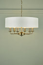 Laura Ashley Sorrento 6lt Pendant Antique Brass with Ivory Shade –  from Amos Lighting + Home