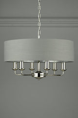 Laura Ashley Sorrento 6lt Pendant Polished Nickel with Charcoal Shade –  from Amos Lighting + Home