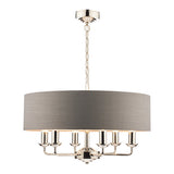 Laura Ashley Sorrento 6lt Pendant Polished Nickel with Charcoal Shade –  from Amos Lighting + Home