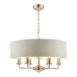 Laura Ashley Sorrento 6lt Pendant Satin Nickel with Natural Shade –  from Amos Lighting + Home