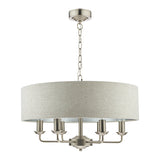 Laura Ashley Sorrento 6lt Pendant Satin Nickel with Natural Shade –  from Amos Lighting + Home