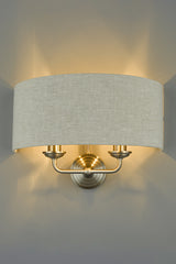 Laura Ashley Sorrento Wall Light Satin Nickel with Natural Shade –  from Amos Lighting + Home