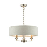 Laura Ashley Sorrento 3lt Pendant Satin Nickel with Natural Shade –  from Amos Lighting + Home