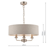 Laura Ashley Sorrento 3lt Pendant Satin Nickel with Natural Shade –  from Amos Lighting + Home