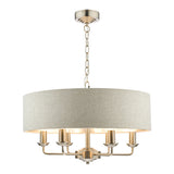 Laura Ashley Sorrento 6lt Pendant Satin Nickel with Natural Shade –  from Amos Lighting + Home