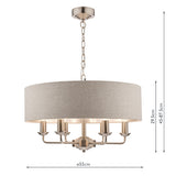 Laura Ashley Sorrento 6lt Pendant Satin Nickel with Natural Shade –  from Amos Lighting + Home