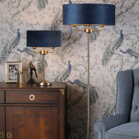 Laura Ashley Sorrento Floor Lamp, Antique Brass & Blue Velvet –  from Amos Lighting + Home