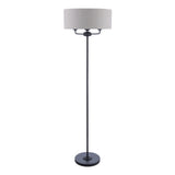 Laura Ashley Sorrento Floor Lamp Matt Black and Natural With Shade –  from Amos Lighting + Home