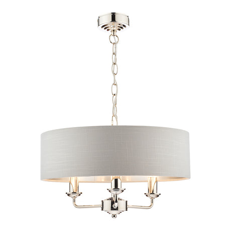 Laura Ashley Sorrento 3lt Pendant Polished Nickel with Silver Shade –  from Amos Lighting + Home