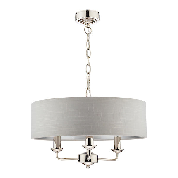 Laura Ashley Sorrento 3lt Pendant Polished Nickel with Silver Shade –  from Amos Lighting + Home