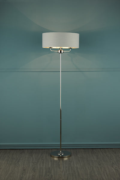 Laura Ashley Sorrento Floor Lamp Polished Nickel with Silver Shade –  from Amos Lighting + Home