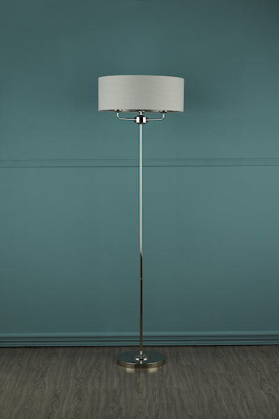 Laura Ashley Sorrento Floor Lamp Polished Nickel with Silver Shade –  from Amos Lighting + Home