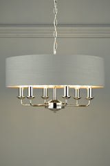 Laura Ashley Sorrento 6lt Pendant Polished Nickel with Charcoal Shade –  from Amos Lighting + Home