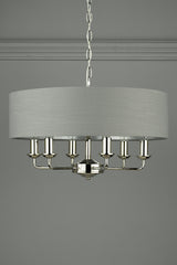 Laura Ashley Sorrento 6lt Pendant Polished Nickel with Charcoal Shade –  from Amos Lighting + Home