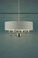 Laura Ashley Sorrento 6lt Pendant Polished Nickel with Silver Shade –  from Amos Lighting + Home