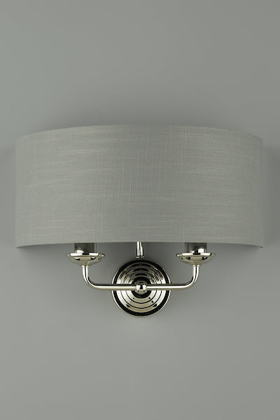 Laura Ashley Sorrento Wall Light Polished Nickel with Charcoal Shade –  from Amos Lighting + Home