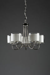 Laura Ashley Southwell 5 Light Chandelier Polished Nickel & Glass Shades –  from Amos Lighting + Home