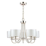 Laura Ashley Southwell 5 Light Chandelier Polished Nickel & Glass Shades –  from Amos Lighting + Home