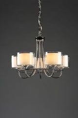 Laura Ashley Southwell 5 Light Chandelier Polished Nickel & Glass Shades –  from Amos Lighting + Home