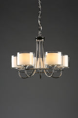 Laura Ashley Southwell 5 Light Chandelier Polished Nickel & Glass Shades –  from Amos Lighting + Home